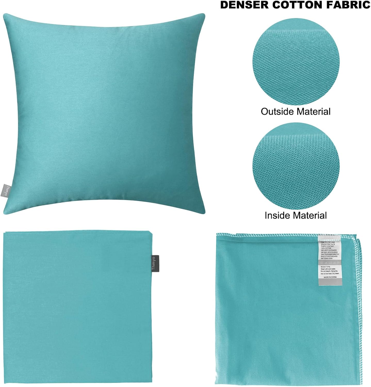 Thmyo 4-Pack 100% Cotton Comfortable Solid Decorative Throw Pillow Case Square Cushion Cover Pillowcase Sublimation Blank Pillow Covers DIY…