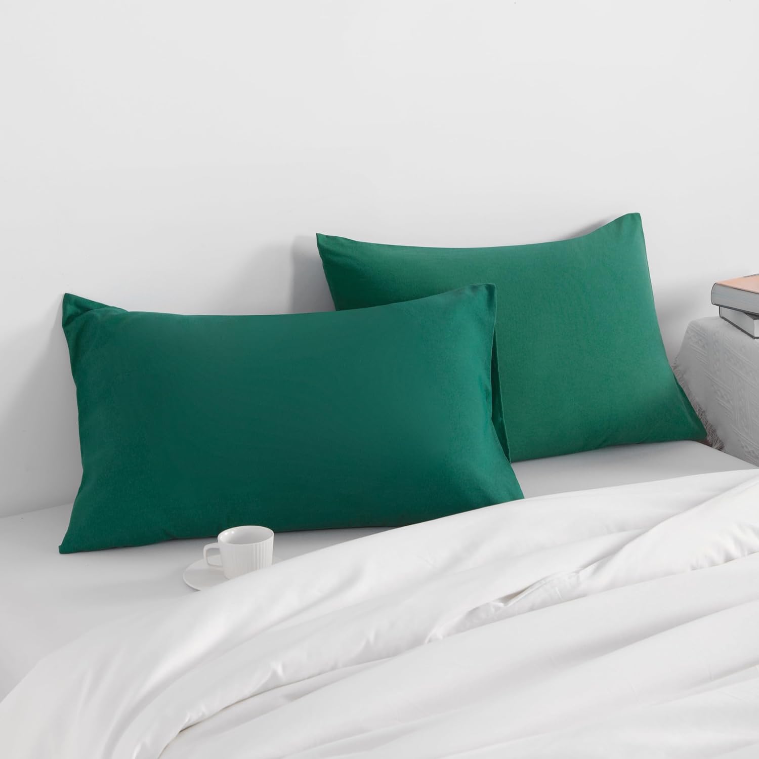 Ntbay Standard Pillow Cases Set of 2, 2 Pack Brushed Microfiber 20x26 Pillow Cases, Soft, Wrinkle, Fade, Stain Resistant Dark Green Pillow…