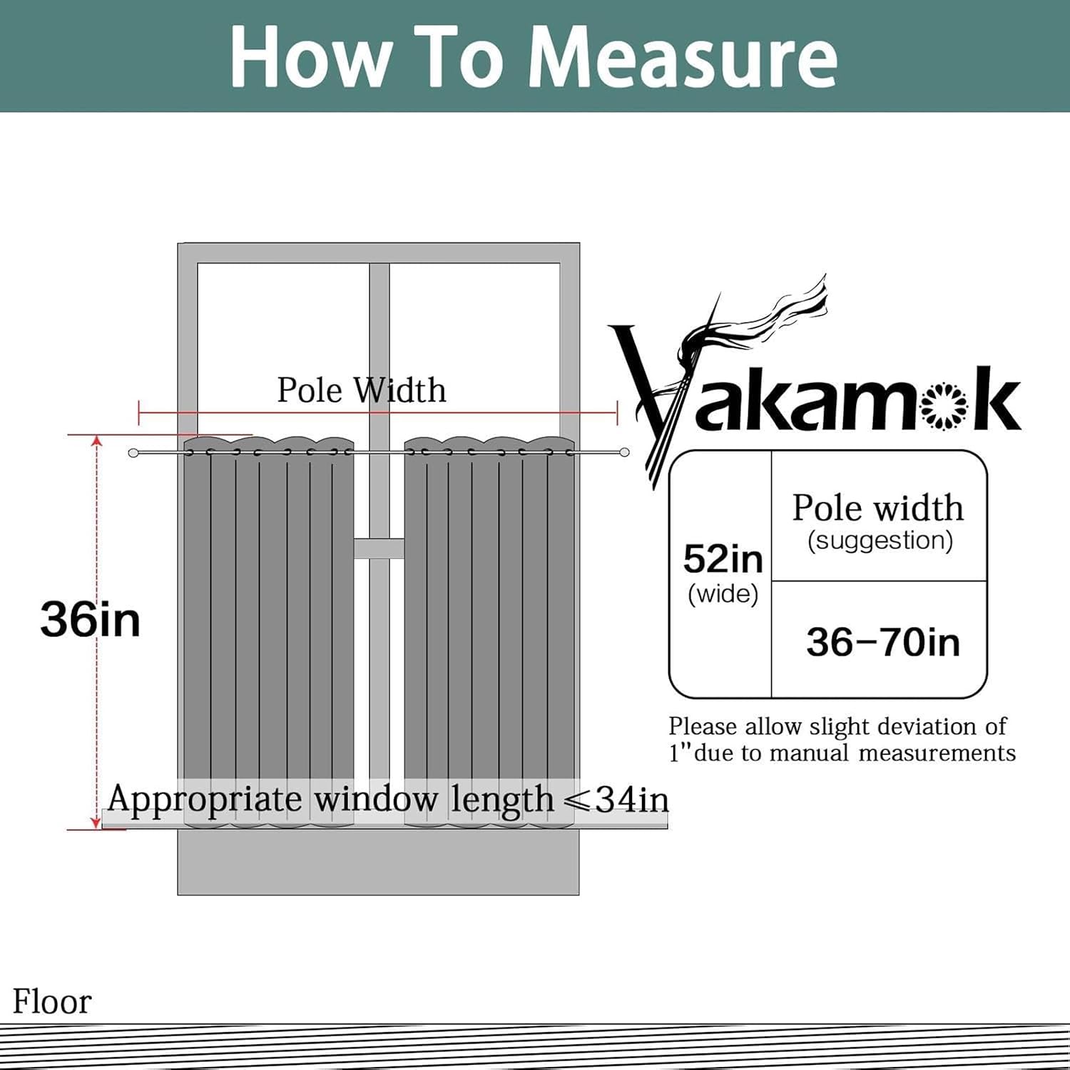 Yakamok 36 Inch Curtains Blackout Window Curtains for Kitchen, Grommet Room Darkening Thermal Insulated Sunlight Block Drapes for Living…