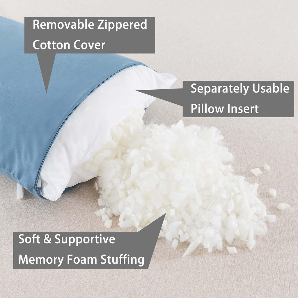 WhatsBedding Memory Foam Body Pillow with Breathable Zippered Cotton Cover, Full Body Pillow for Adults, Long Pillow for Sleeping, Firm Pil…