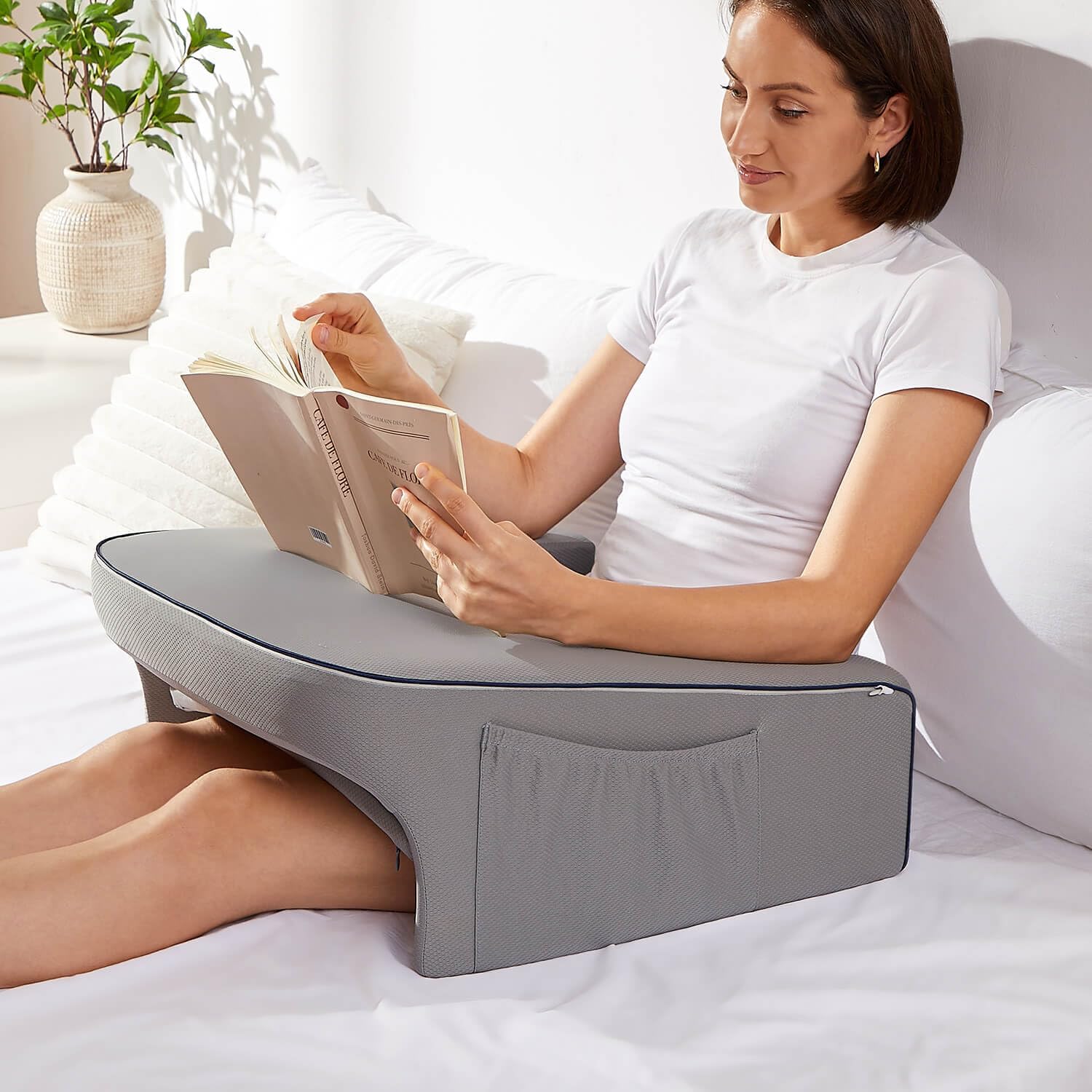 cooloo8 Reading Pillow for Bed, Gaming Pillow for Lap, Petite Adults, Teens Arm Rest Pillow, Memory Foam Lap Desk Pillow for Reading, Worki…