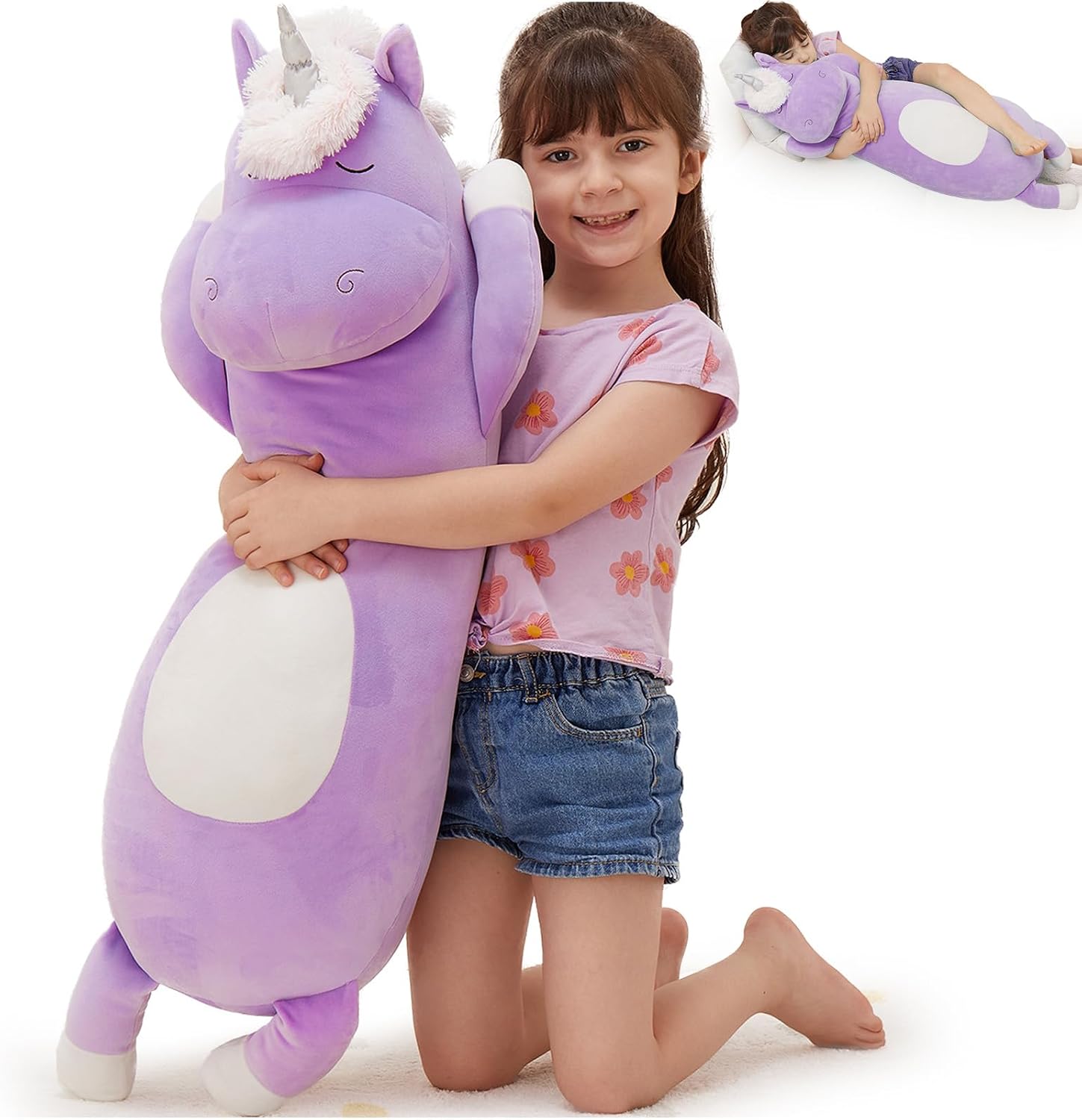 MorisMos Big Unicorn Stuffed Animal 3ft, 36.2'' Long Plush Unicorn Body Pillow for Girl Boy, Giant Stuffed Animal Body Pillow for…