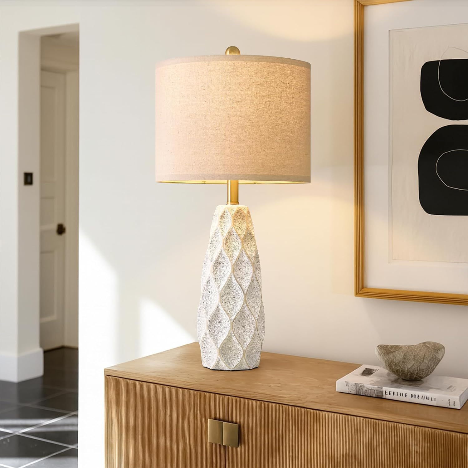 27.5" Ceramic Table Lamps for Living Room Bedroom Lamps Set of 2 Modern Boho Bedside Lamps Night Stands Farmhouse Vintage Large…