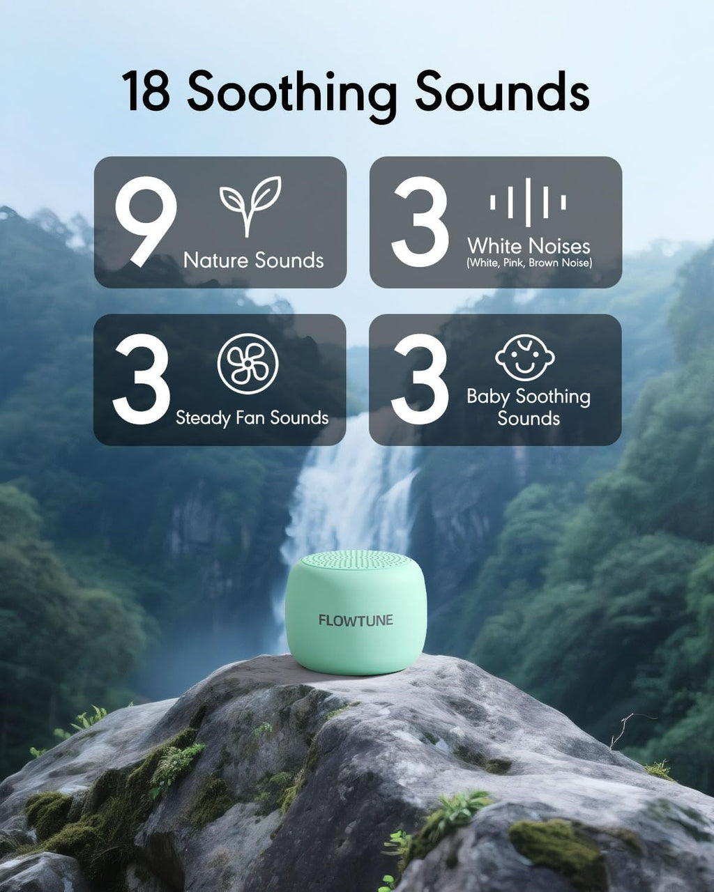 Sound Machine Flowtune White Noise Machine for Baby Adults, Mini Portable Sound Machine for Travel, 6H Timer, 18 Soothing Sleep Sounds…