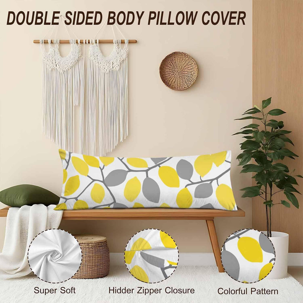 Lemon Rectangle Body Pillow Covers Lemon Tree Branch 20"X54" Couch Body Pillow Pillowcase Decorative Home Body Pillows Bed Pillow Cushion…