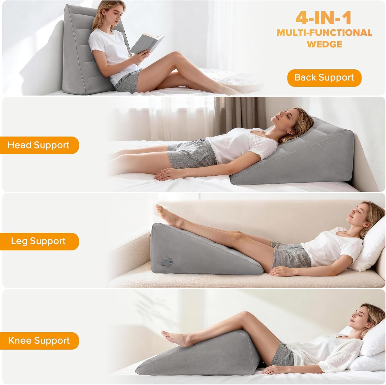 Ushma Inflatable Wedge Pillow for Traveling, 12 Inch Travel Bed Wedge for Headboard Triangle Pillow, Travel Wedge Pillow for Sleeping, Acid…
