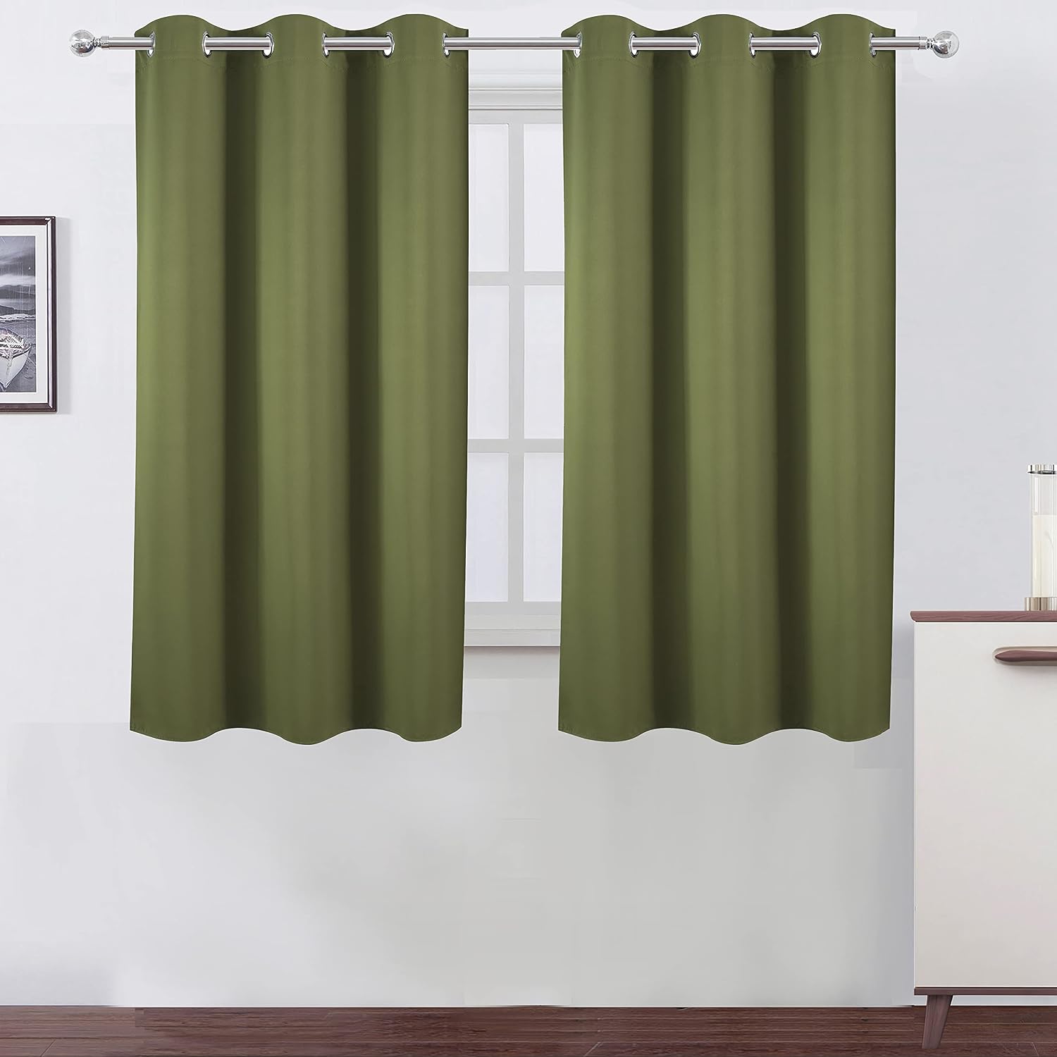 Lemomo Oilve Green Blackout Curtains 38 x 54 Inch Length/Set of 2 Curtain Panels/Thermal Insulated Room Darkening Blackout Curtains 54 Inch…