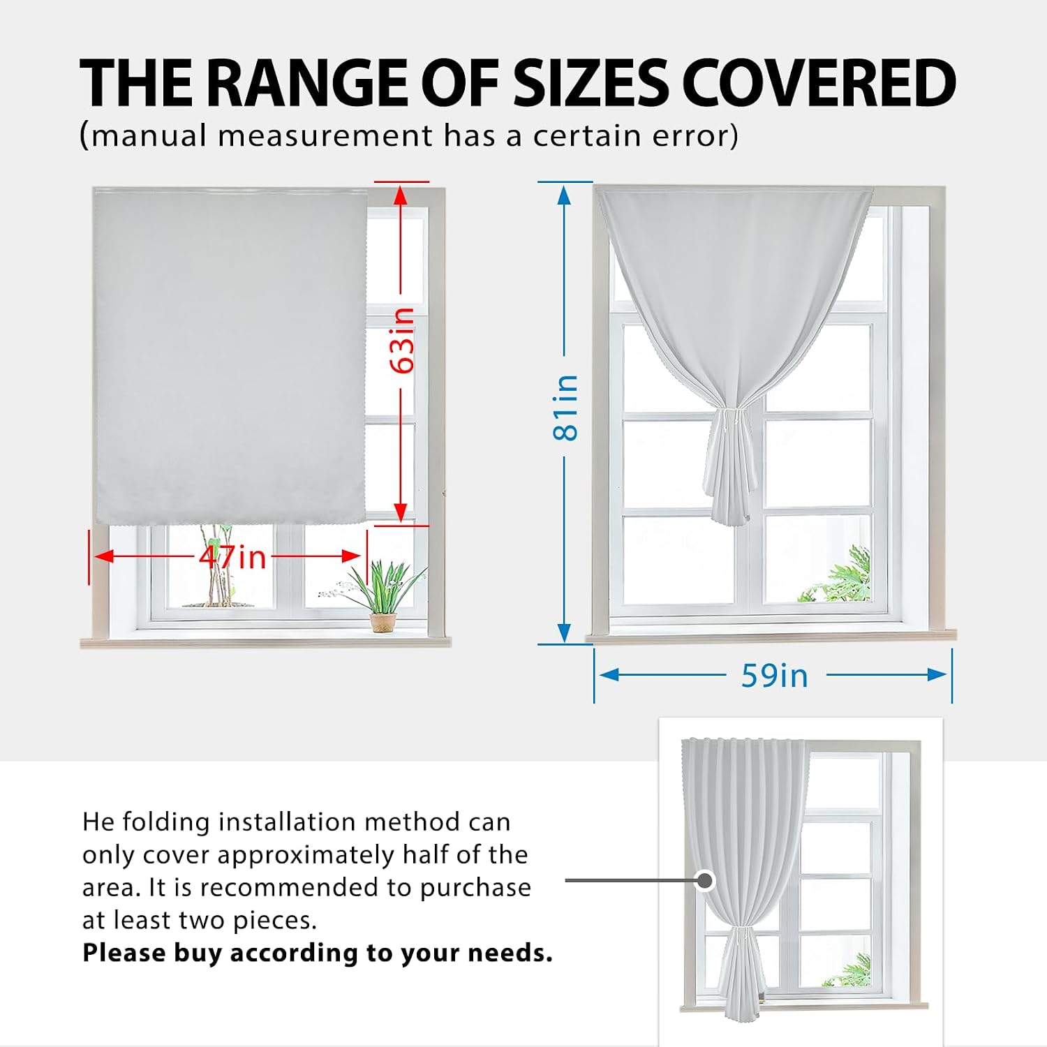 Jilron Magic Tape Stick on Portable Curtains for Windows, Bedroom Blackout Curtains for - Thermal Lnsulated No Drill Curtains Room Darkening…