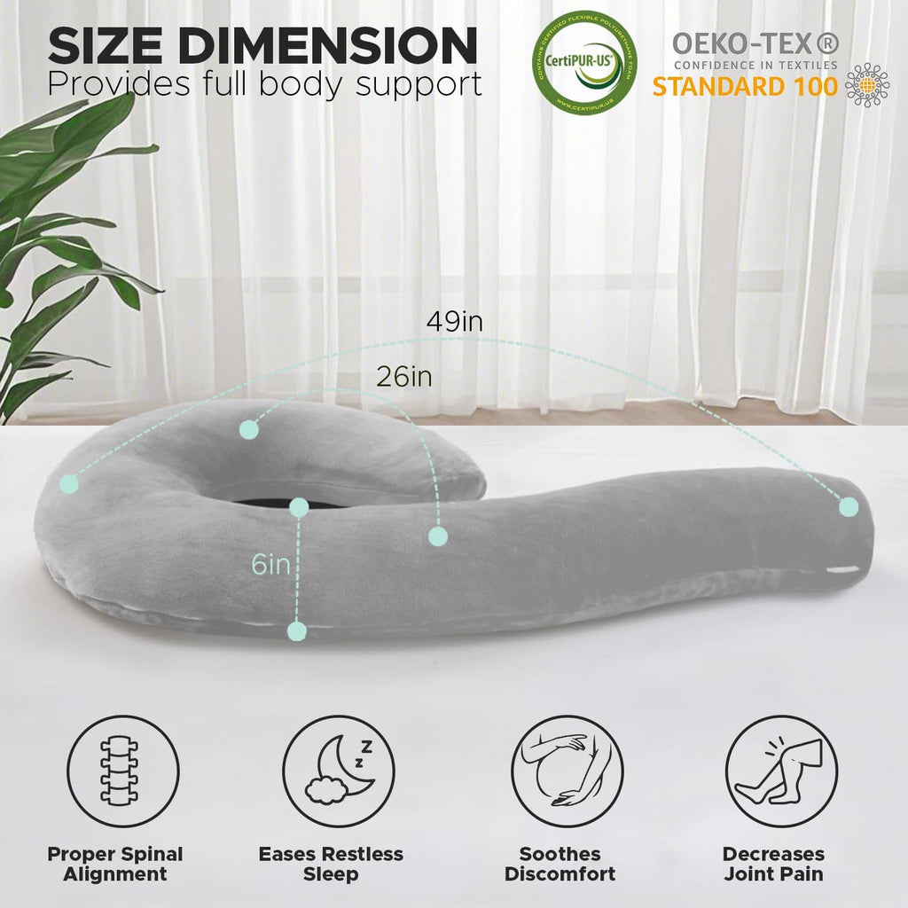SchnauzerHome SCHNAUZER HOME Body Pillow for Adults - Soft Long Bed Pillows Insert for Sleeping - Shredded Memory Foam and Removable Washab…