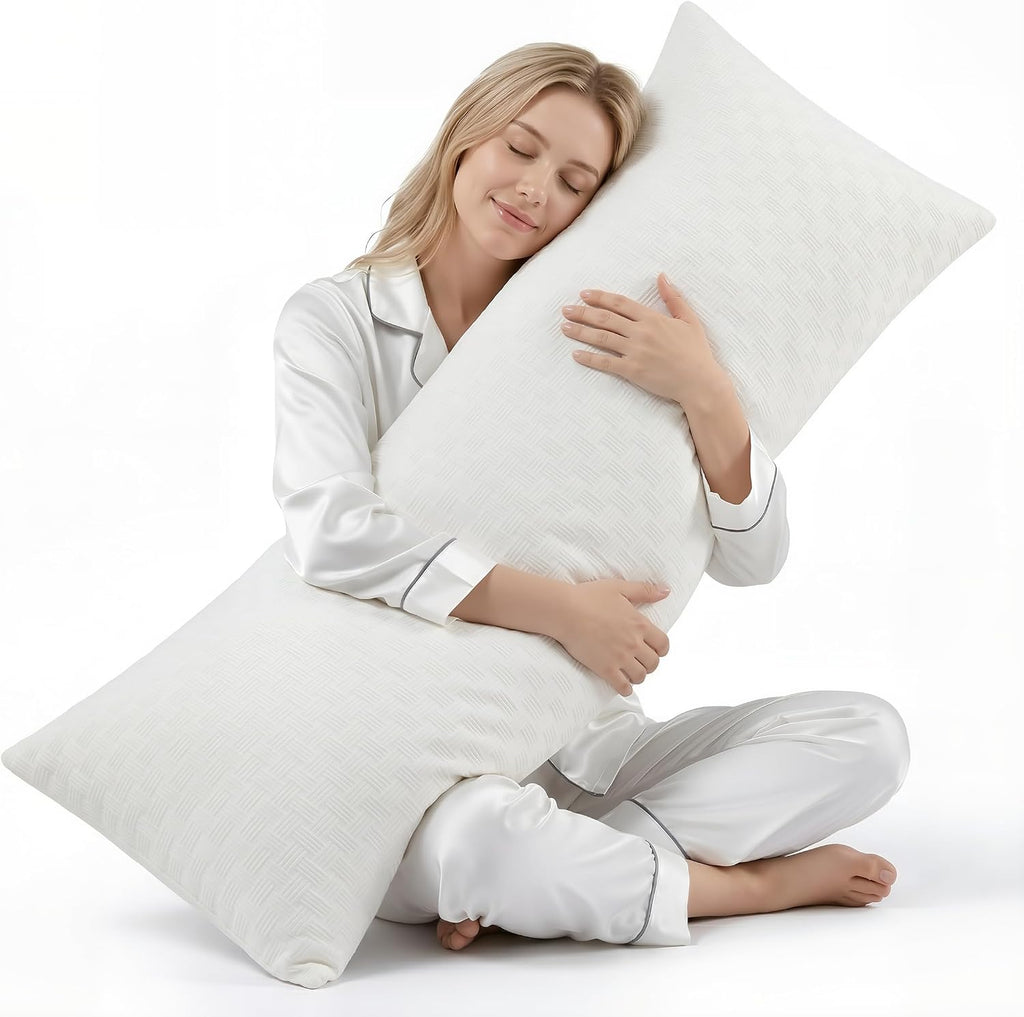 Oubonun Full Body Pillow for Adults, Soft and Fluffy Large Body Pillow for Sleeping, Premium Long Bed Pillow for Side Sleepers(20x54, Cream)