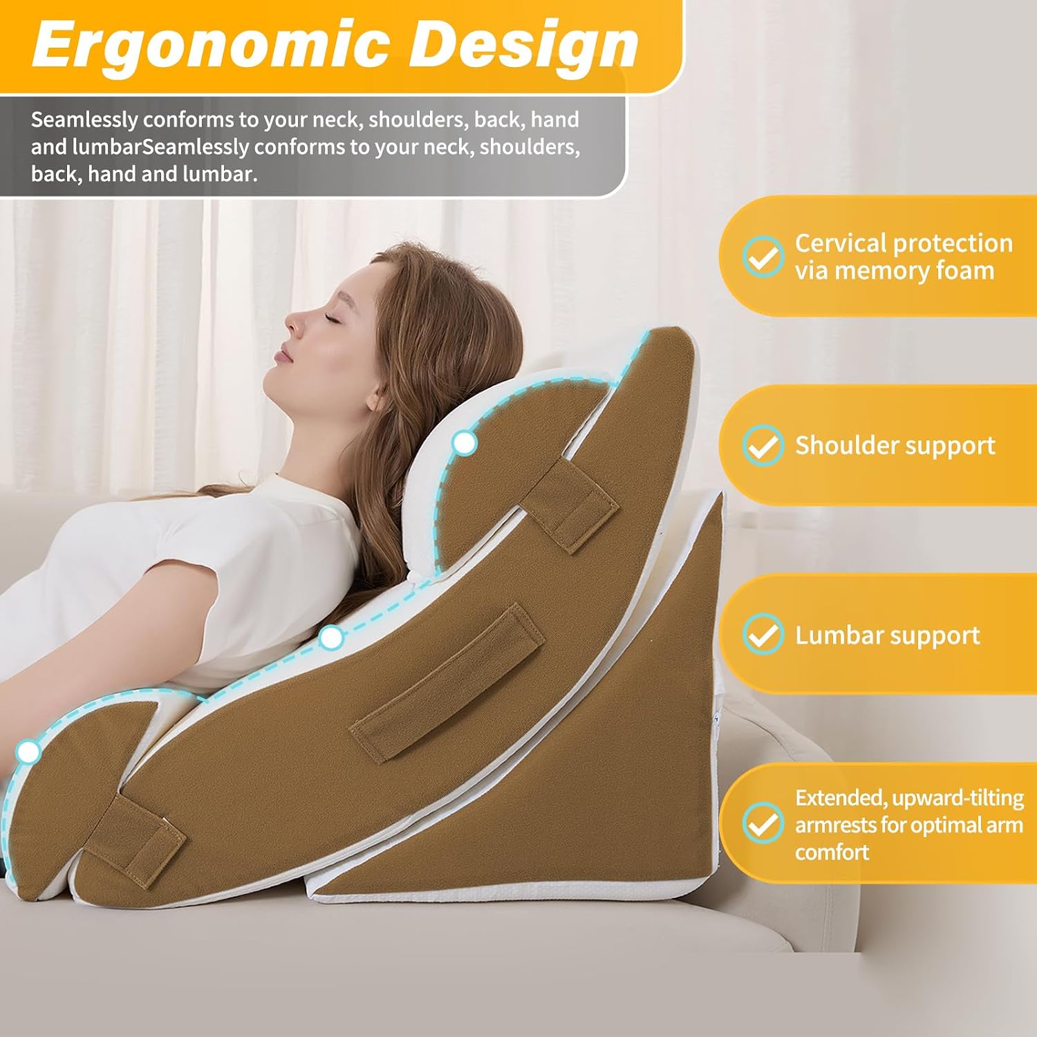 Ziixmile Wedge Pillow Set for After Surgery – 5PCS Orthopedic Bed Wedge Pillow Set for Sleeping, Body, Back and Leg Comfortable & Ad…