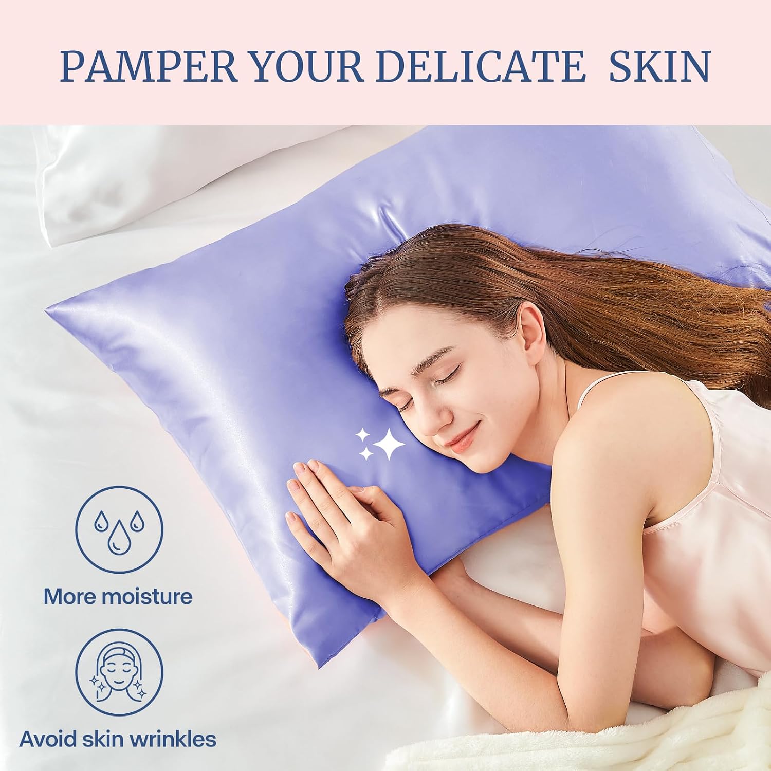 Bedelite Satin Pillowcase for Hair and Skin, Super Soft and Cooling Similar to Silk Pillow Cases 2 Pack with Envelope Closure, Gift for Wom…