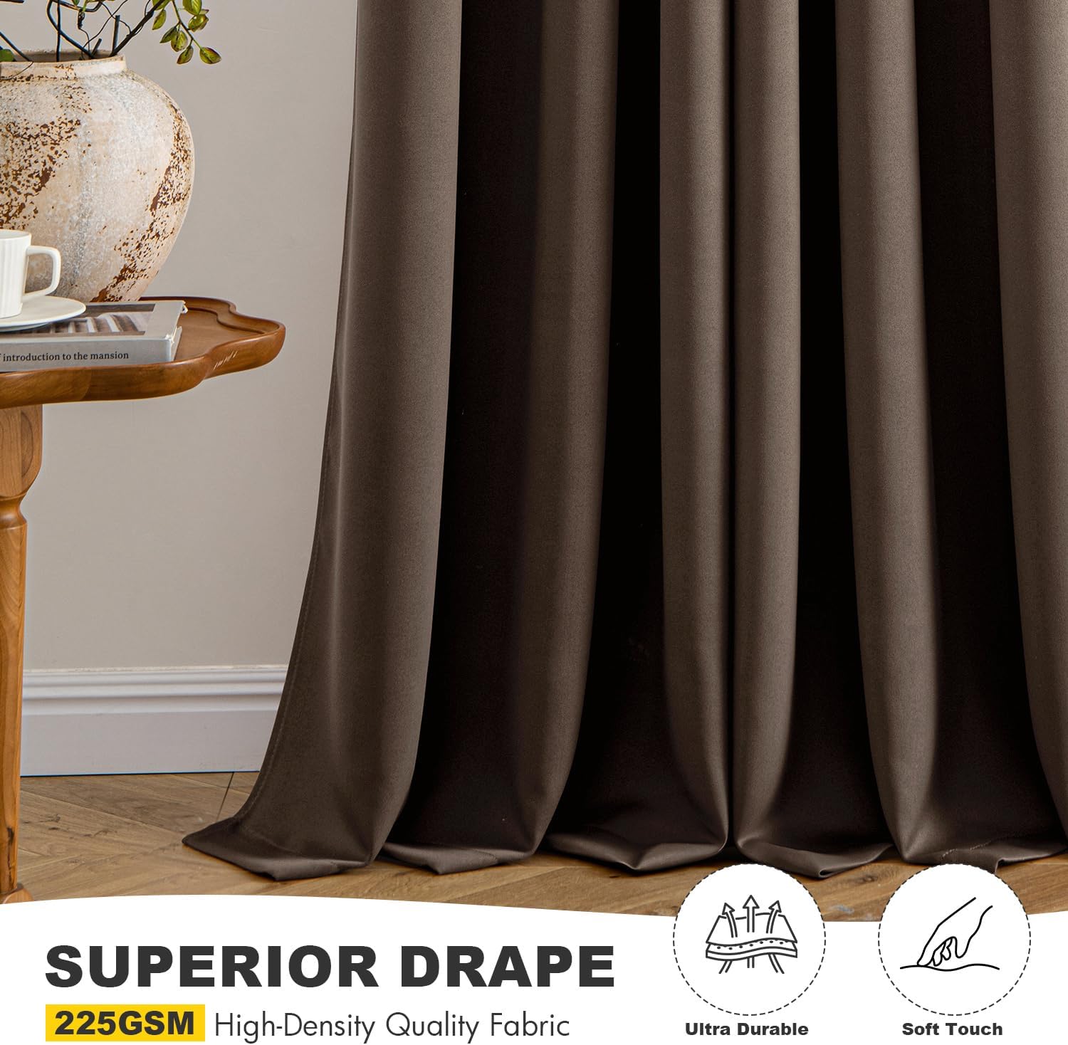 Miulee Blackout Curtains for Bedroom Living Room 2 Panels, Thermal Insulated Room Darkening Drapes Grommet Noise Reducing Light Blocking Wi…