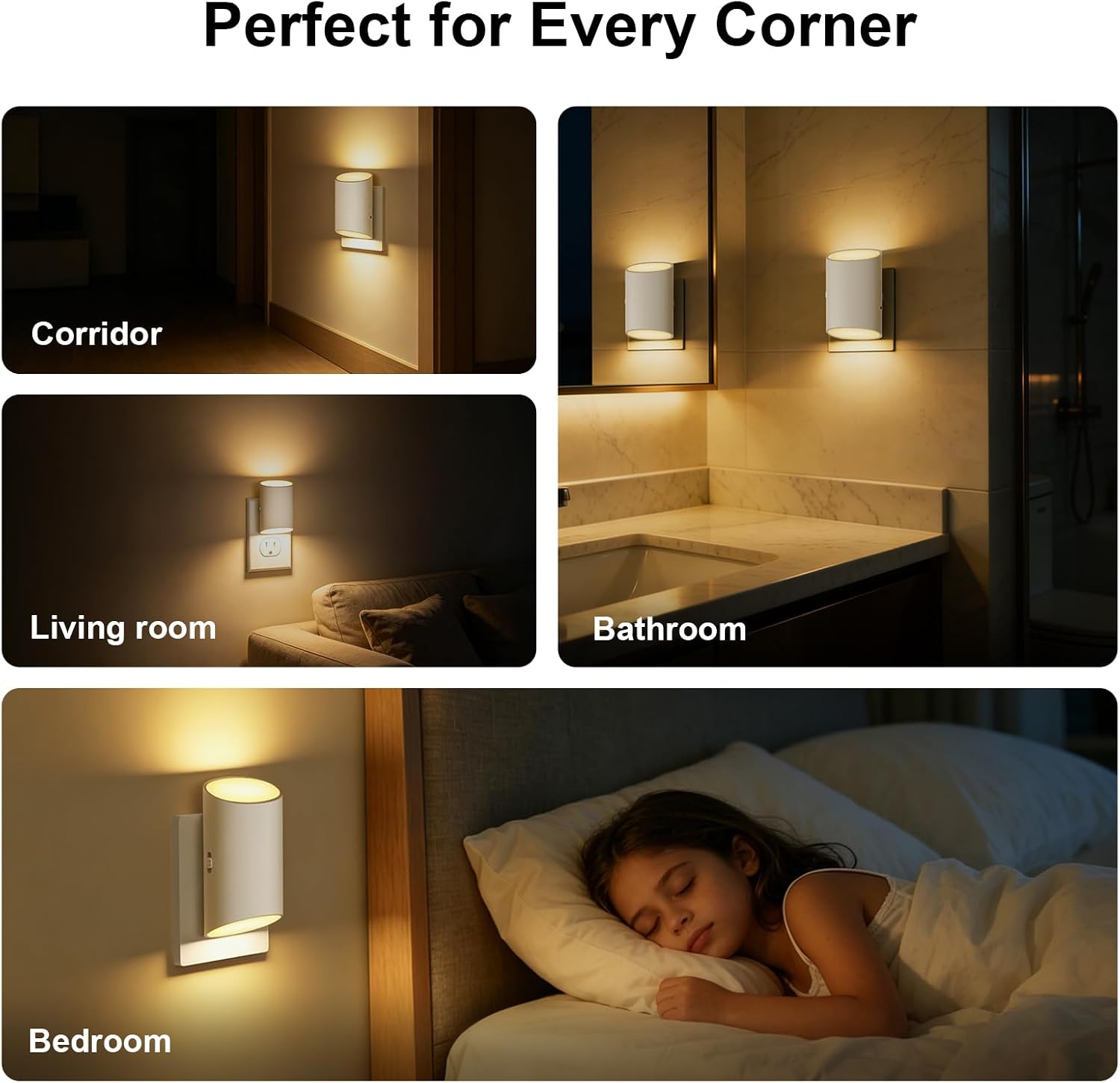 LED Night Light Plug into Wall with Motion Sensor & Dusk to Dawn Sensor, Soft White 3000K, 1-100LM Adjustable Brightness, Nightlights for…