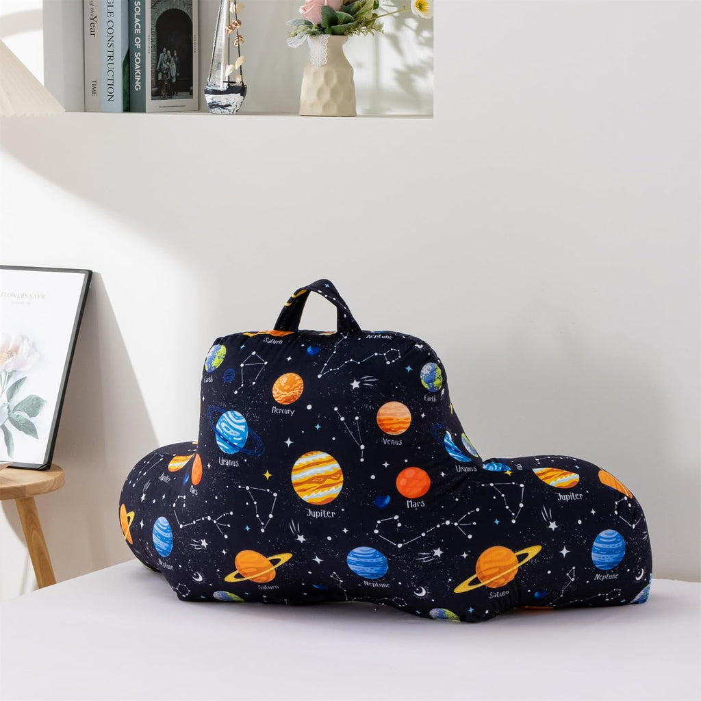 Holawakaka Reading Pillow with Arms, Galaxy Space Print Plush Bed Rest Pillows for Kids Teens Petites Sitting in Bed, Sofa, Chair, Lounge, B…