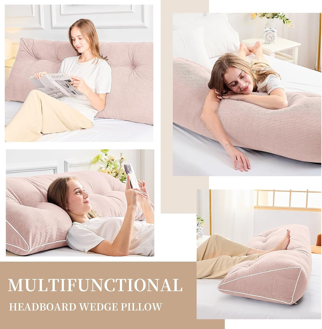 Sasttie Headboard Pillow Full, Wedge Pillow Headboard for Sitting Up in Bed, Back-Rest Support Triangular Cushion for Reading - Features Re…