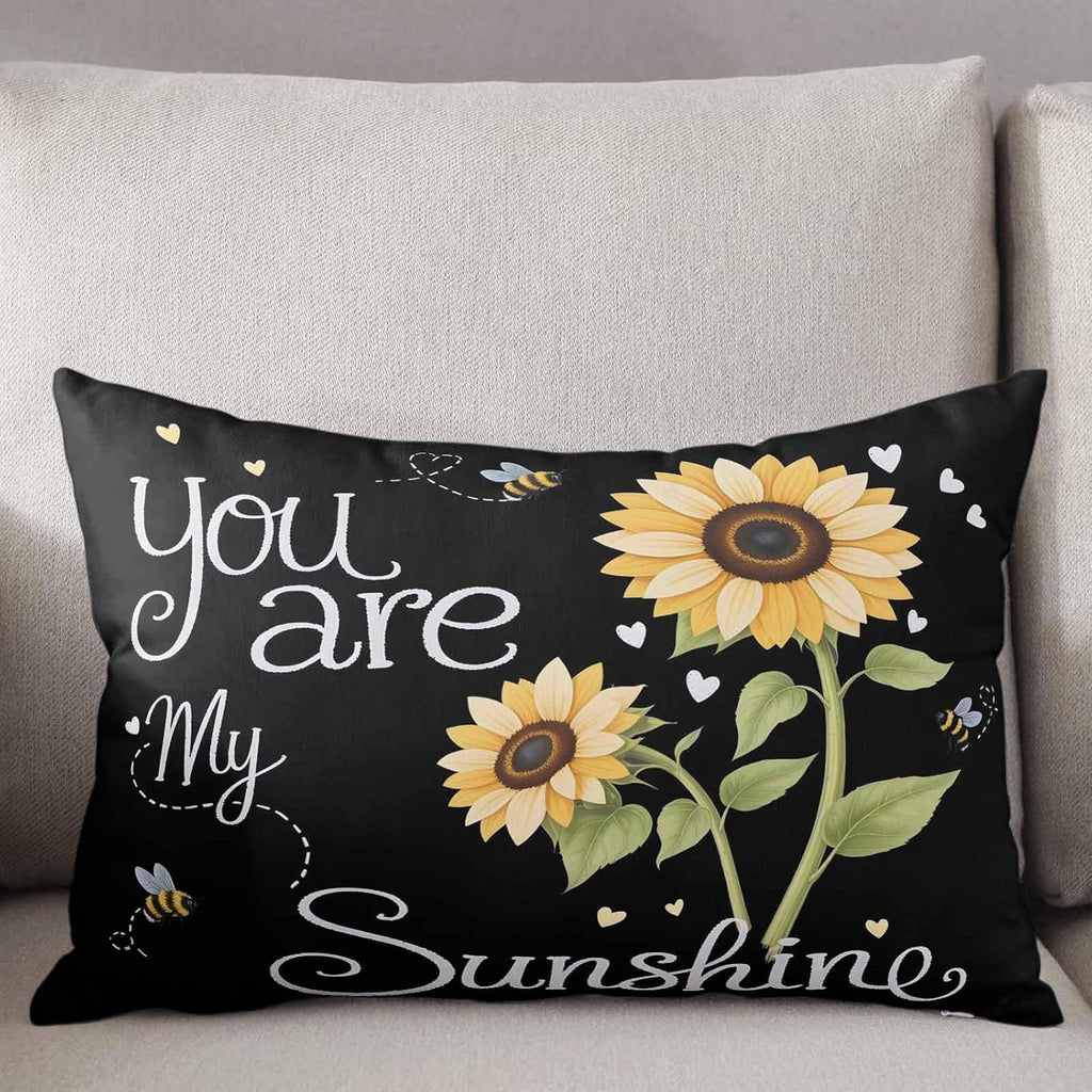 Rgaienmelw You Are My Sunshine Throw Pillow Covers Queen Size 20x30 Inches, Rectangle Decorative Pillowcase with Zipper, Yellow Sunflo…