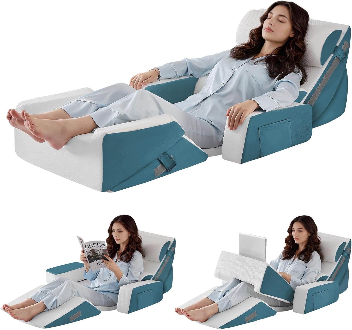 Yojoker 9PCS Orthopedic Bed Wedge Pillow Set for Sleeping, Back and Leg, Post Surgery Foam Pillow for Body, Triangle Adjustable Support Pi…