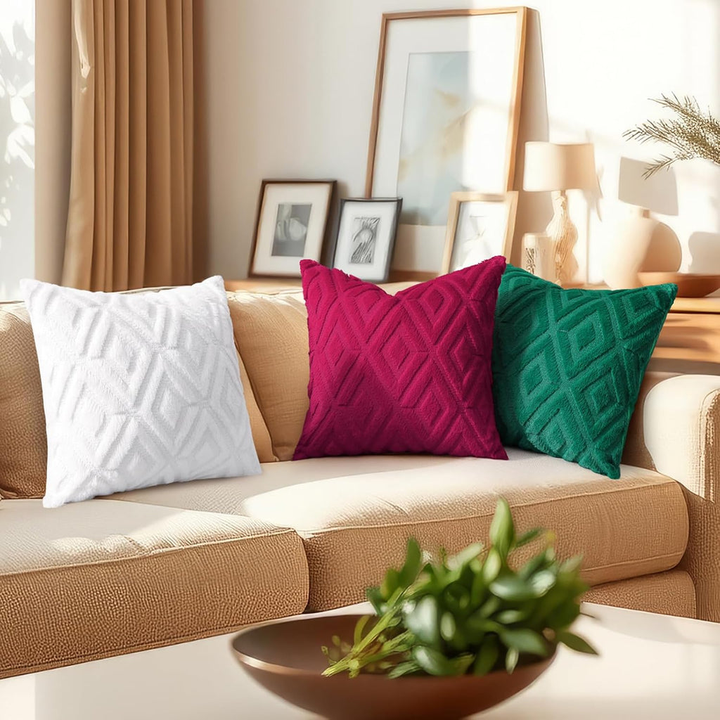 decorUhome Summer Couch Euro Sham Throw Pillow Covers 24x24 Set of 2, Decorative Soft Plush Faux Fur Wool Accent Pillow Covers for Modern F…