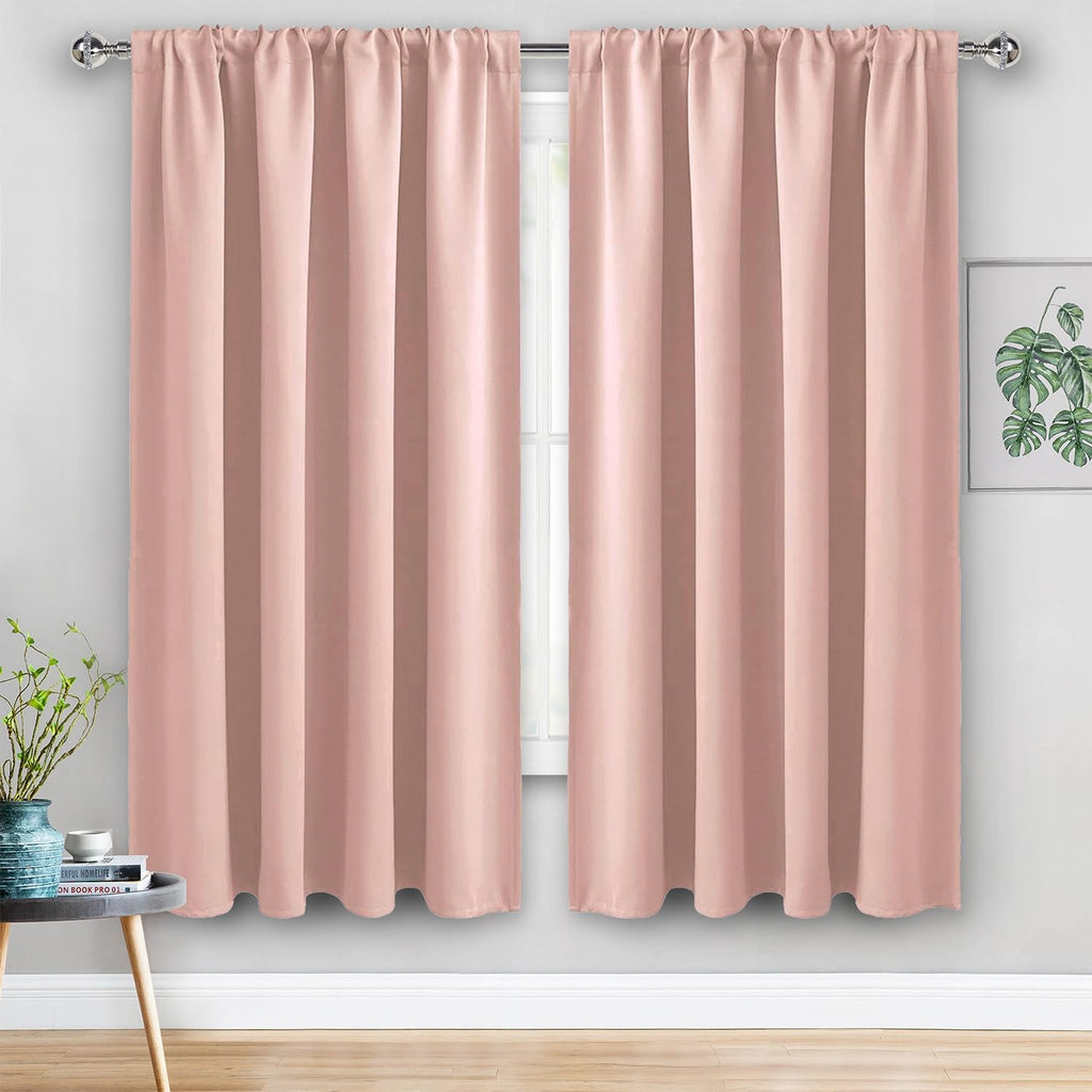 Jiuzhen Blackout Curtains for Bedroom - 60 Inch Wide Thermal Insulated Room Darkening Privacy Soundproof Curtains for Living Room, Set of 2…