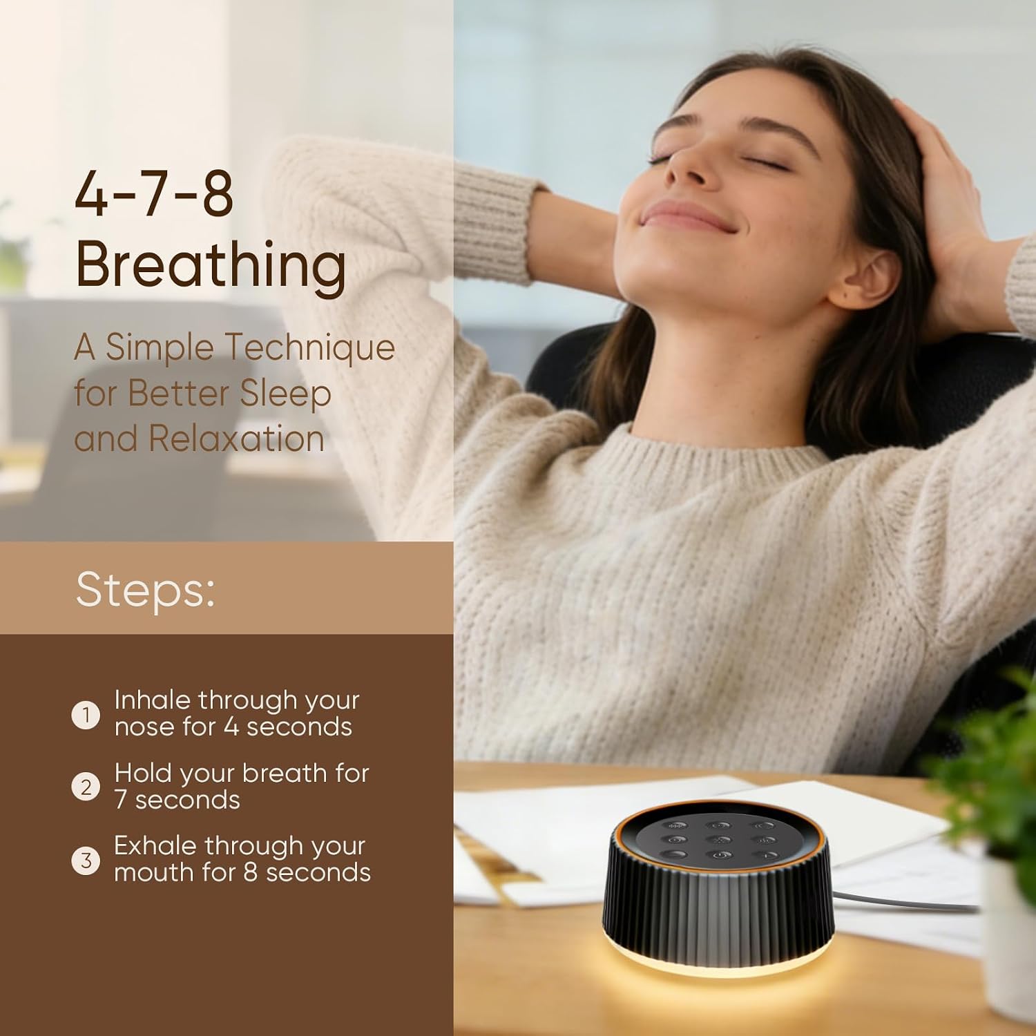Kipcush® Noise Machine, White Noise Sound Machine for Baby & Adults, 26 Soothing Sounds, 8 Night Light Colors, Tap Control