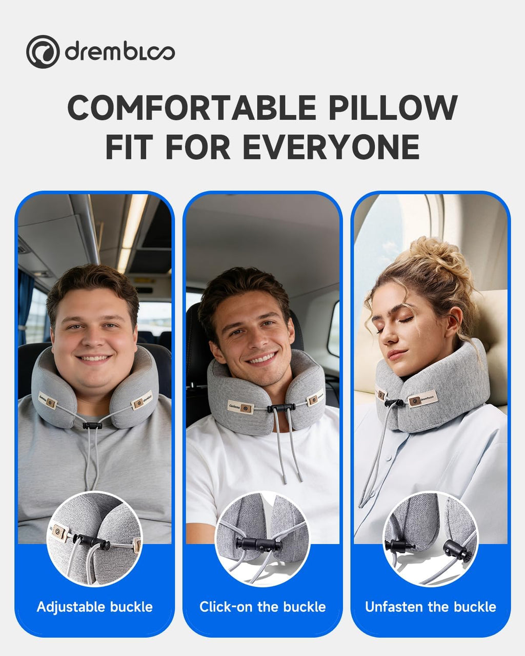 Neck Pillow Airplane, CertiPUR-US® BASF Memory Foam Travel Pillows with Comfortable Breathable Cover, Ergonomic Design Compact Airplane…
