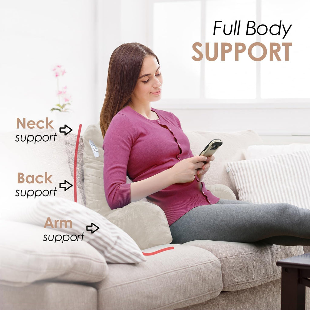 Nestl Reading Pillow with Shredded Memory Foam, Designed for Sitting Up in Bed and Couch, Back and Arms Adjustable Support for Adult &…