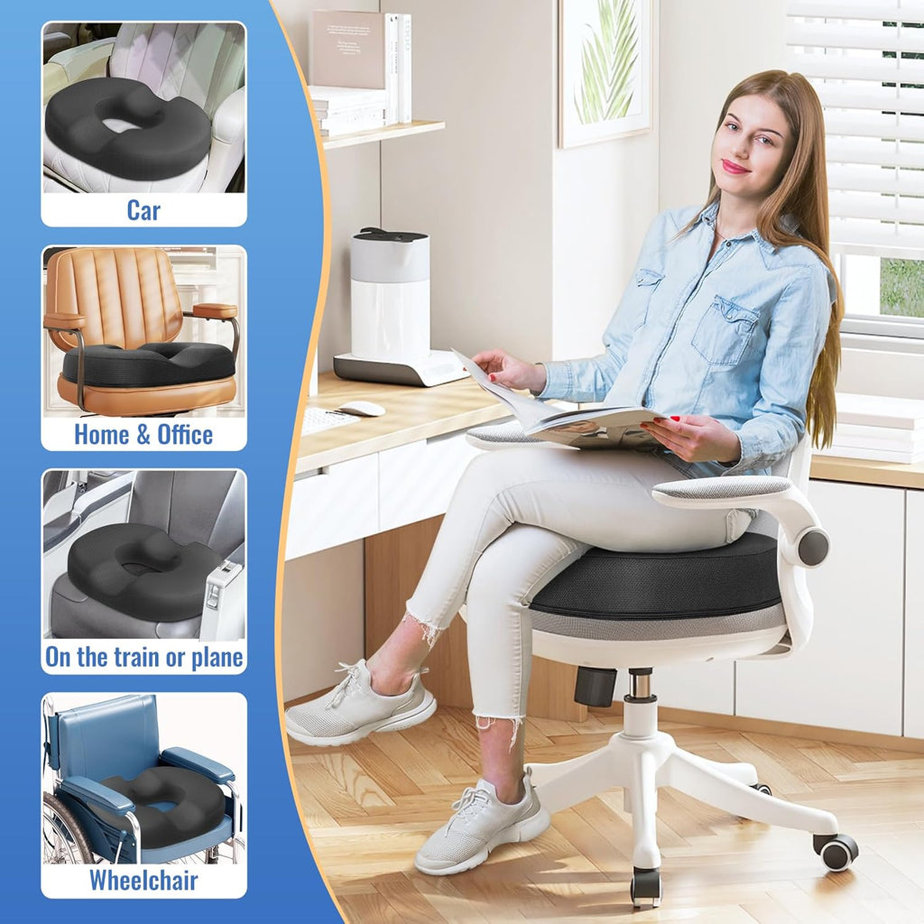 CloudBliss Donut Pillow Seat Cushion Chair Pad for Tailbone and Hemorrhoids, Memory Foam Seat Chair Cushion for Men and Women for Home & Of…