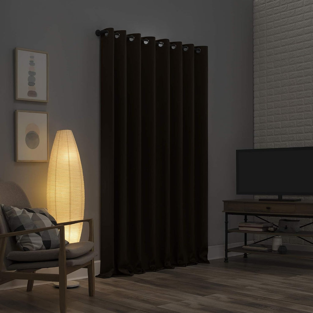 Sun Zero Nordic 2-pack Theater Grade Extreme 100% Blackout Grommet Curtain Panel Pair, 52" x 108", Cocoa Brown