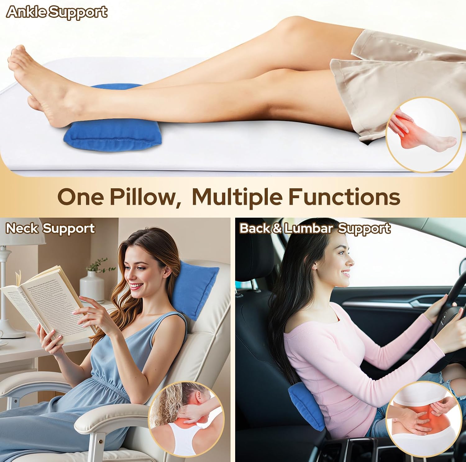 SweetSlubr Small Travel Pillows - 2 Pack, 13"x18" Machine Washable Neck Pillow for Airplane & Long Flight, Breathable Headrest for Nap…