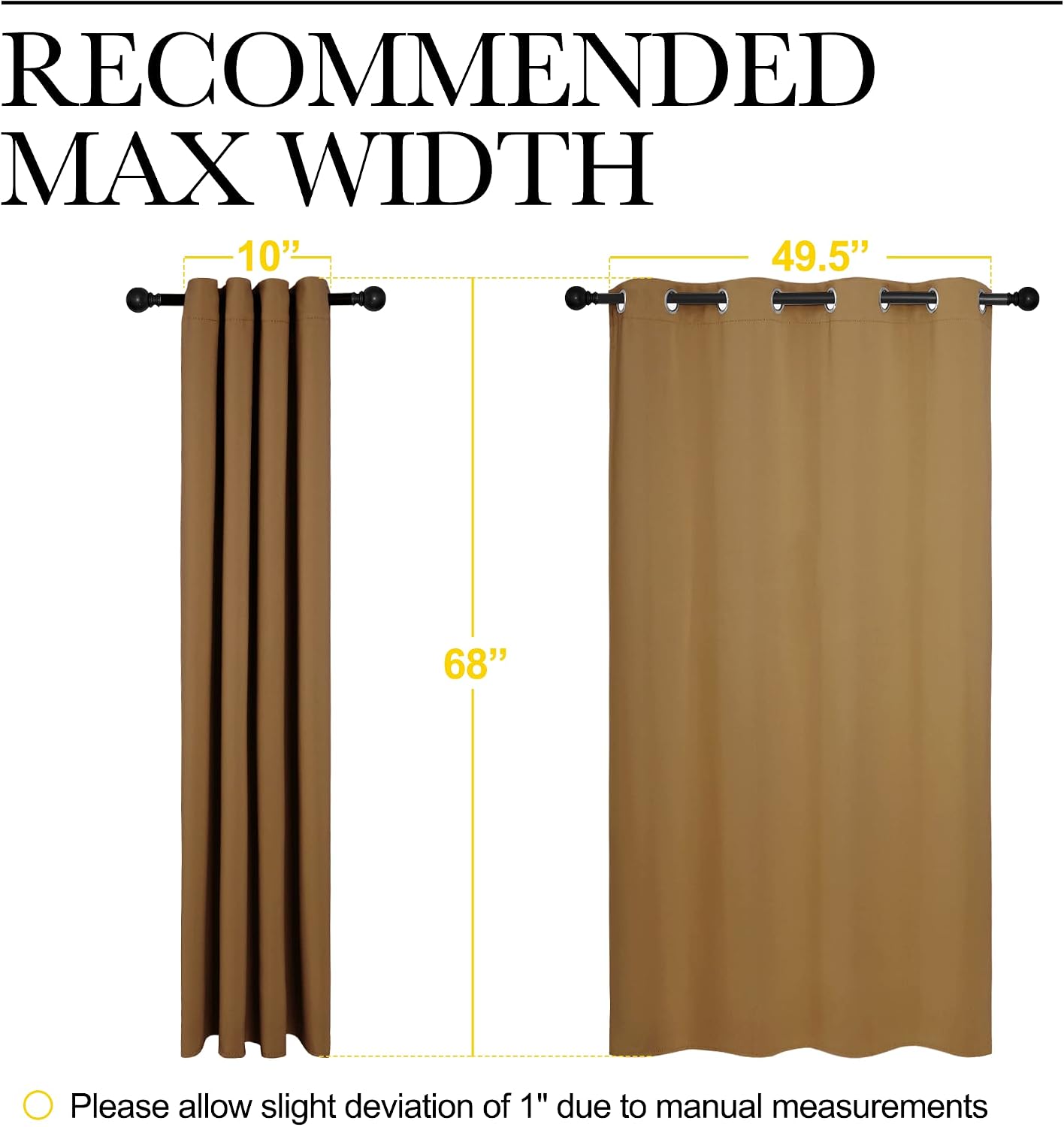 NICETOWN Sleek Blackout Curtains 68 inches Length for Windows, Noise Reducing and Block Draft Panels for Door Doorway Laundry Office…