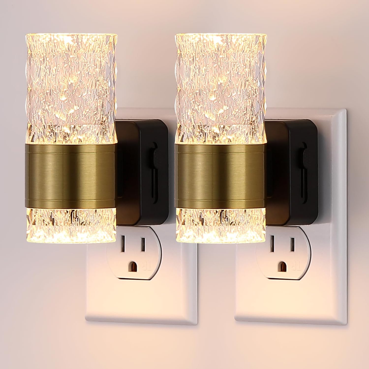 LED Night Light, Dimmable Plug in Nightlight 2 Pack, 0-100LM Adjustable Brightness with Dusk to Dawn Sensor, 3000K Warm Gold Ambiance…