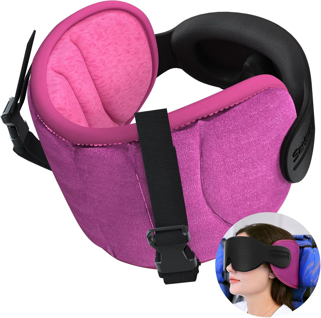 SARISUN Travel Pillows for Airplanes, Airplane Pillow for Long Flight, Airplane Head Strap with Eye Mask for Sleep, Travel Neck Pillow…