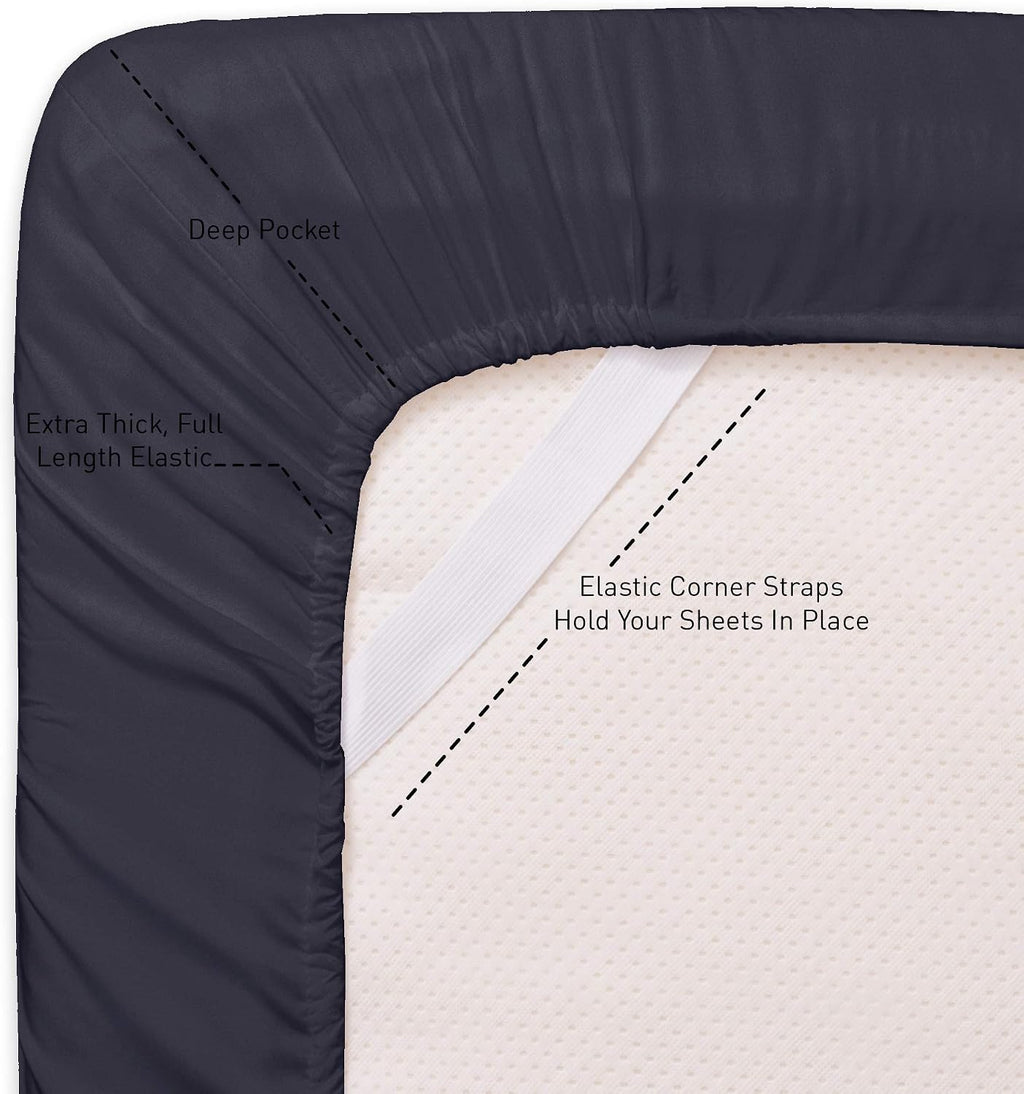 Queen Sheets Navy - 6 Piece 1500 Supreme Collection Fine Brushed Microfiber Deep Pocket Queen Sheet Set Bedding - 2 Extra Pillow Cases…
