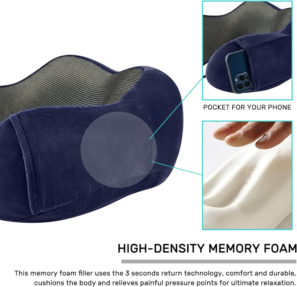 Urnexttour Travel Pillow for Airplane-2 Pack Memory Foam Neck Pillows, Soft Support Travel Essentials for Travelling, Sleeping Rest, Car, T…