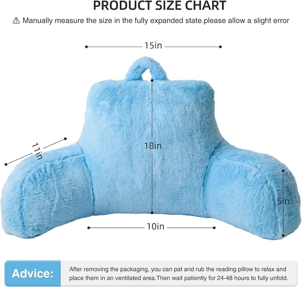 Aimuan Reading Pillow Bed Rest Pillow with Arms Rabbit Fur Cushion for Adults Teens Incline Rest Sitting up & Sleeping Snoring Pillow…