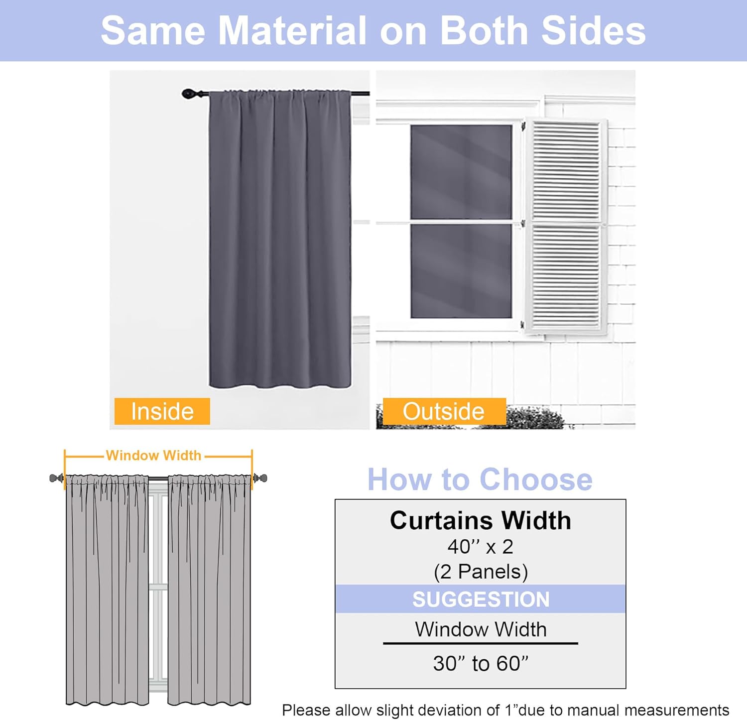 Simplebrand Ava Grey Blackout Curtains for Bedroom 84 Inch Length 2 Panels Set, Solid Thermal Insulated Privacy Living Room Window Treatmen…