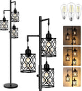 ROTTOGOON Dimmable Farmhouse Floor Lamp, Industrial Floor Lamp for Living Room with 3 X 6W LED Bulbs, 3 Light Rustic Standing Tall Lamp…