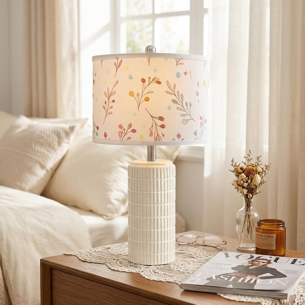 PoKat 23'' Table Lamp with Flower Lampshade for Night Stands, Birthday Gifts for Women Mom, House Warming Gifts New Home Decor, Ceramic…