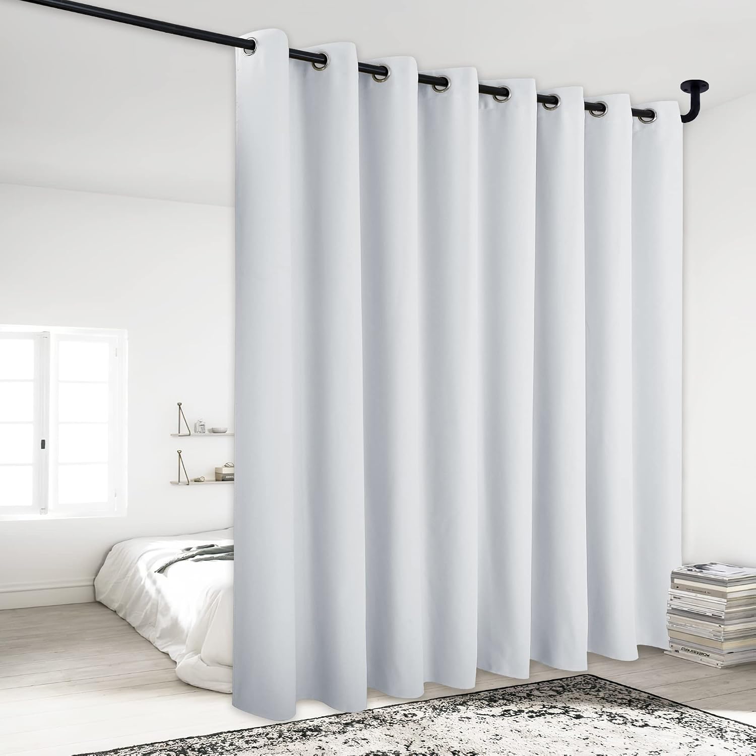 NICETOWN Room Darkening Drape for Nursery - (120 inches Width by 84 inches Length, Greyish White, Sold Individually) Light Blocking…