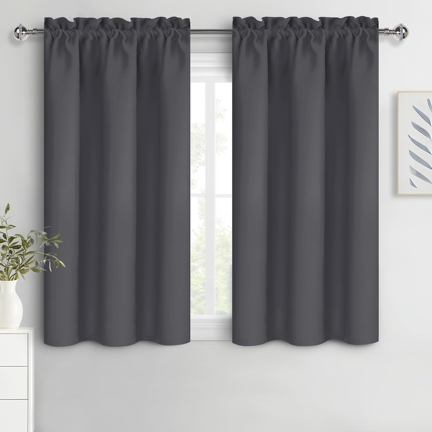 Dwcn Blackout Curtains for Bedroom 54 Inch Length 2 Panels Set, Solid Thermal Insulated Energy Saving Rod Pocket Window Treatment Curtains…