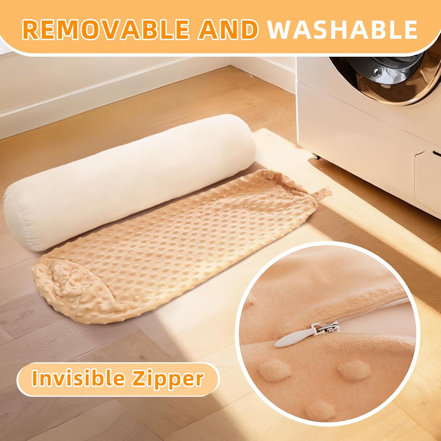Long Bolster Pillows Plush Round Body Pillow Soft Cylinder Cervical Roll Cushion with Removable Washable Cover, Back Neck Spine Relief…