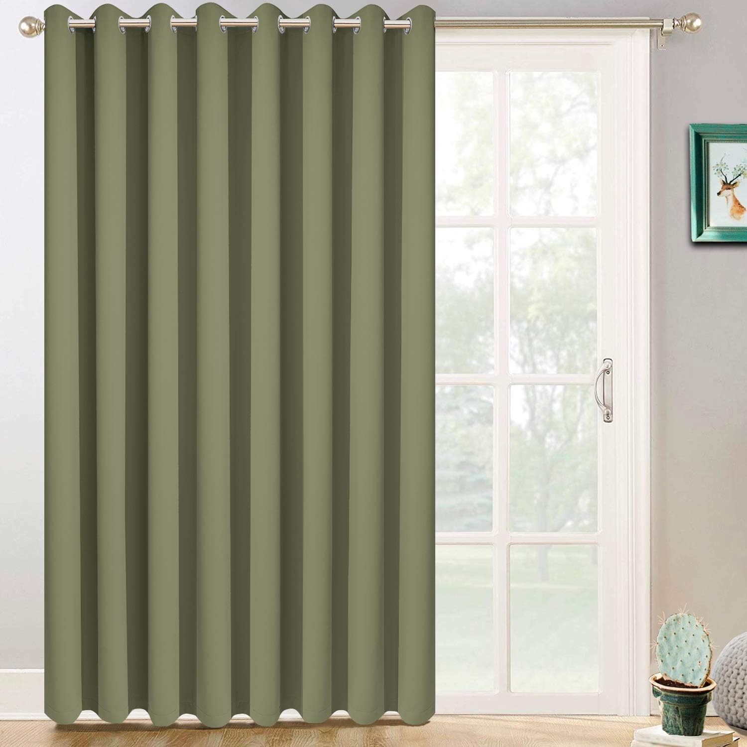 Yakamok Extra Wide Blackout Curtain for Sliding Glass Door, Grommet Thermal Insulated Room Divider Curtain 100W x 84L inch, Room…