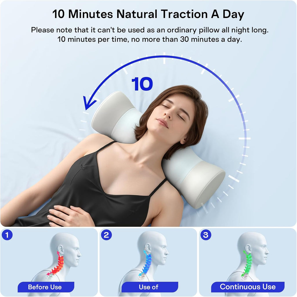 Neck Roll Pillow - Memory Foam Round Neck Pillow - Ergonomic Cervical Roll Pillow, Breathable & Removable Cover - Multi-Use Bolster…