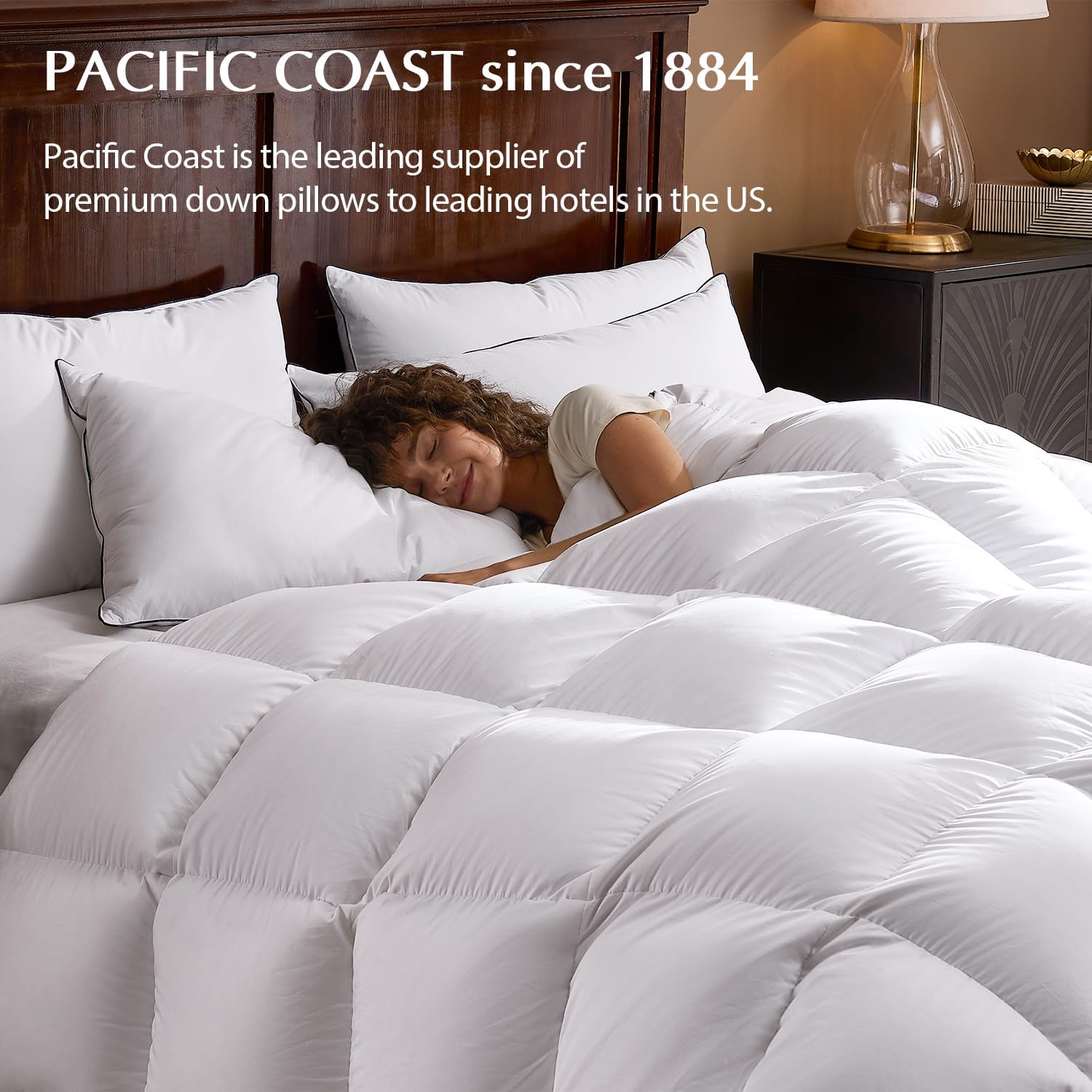 PacificCoast Pacific Coast Bed Pillow, Hotel Goose Feather and Down Pillow for Sleeping, 3-Chamber Pillow with High Thread Count 100% Cotto…
