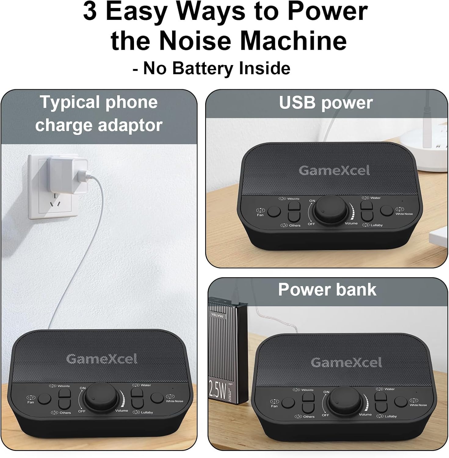 GameXcel White Noise Sound Machine for Sleeping – 38 Non-Looping Sounds Dual Speaker USB Powered Timer Memory – Portable Sleep relaxation…
