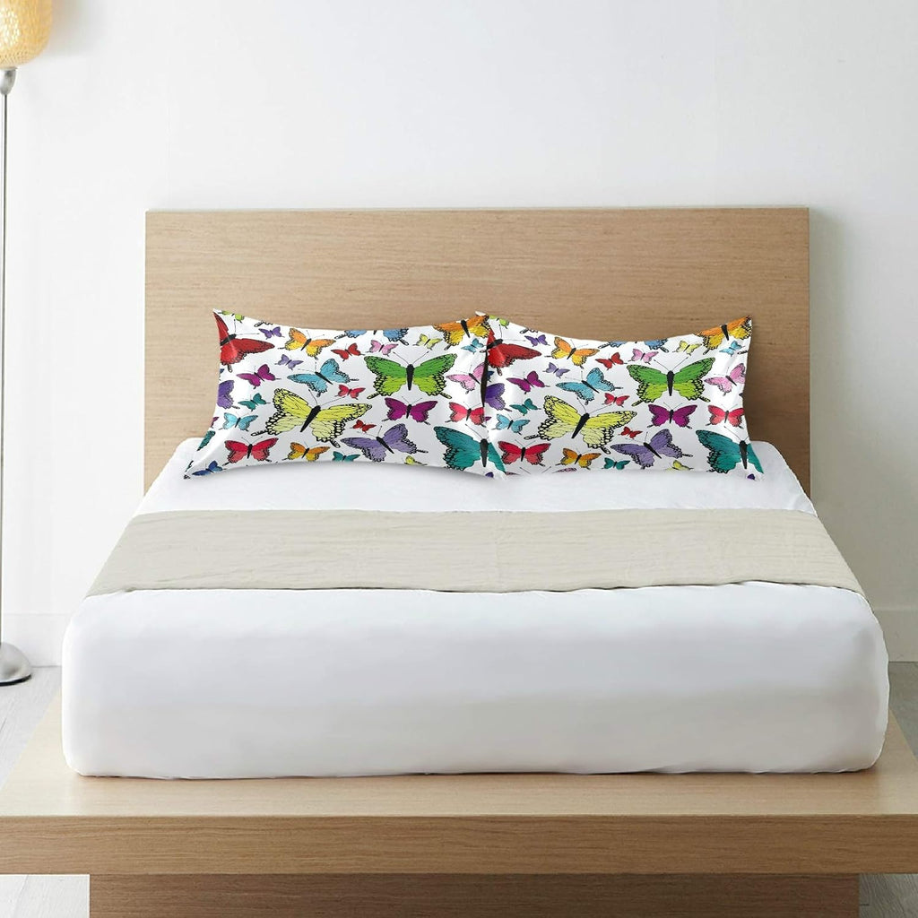 Blueangle Colorful Butterflies Satin Pillowcase for Hair and Skin Silk Pillowcase, Queen Size(20x30 inches) - Satin Pillow Covers with…