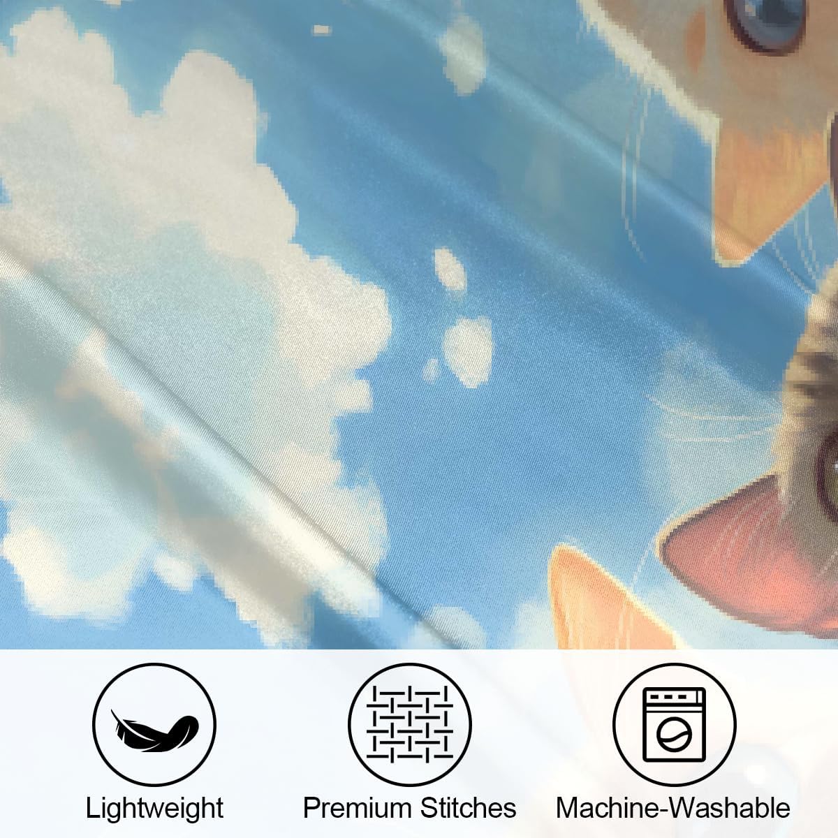 Cloud Funny Cat Satin Pillowcase for Hair and Skin Soft Silk Pillow Cases with Envelope Closure Cooling Pillow Case Slip Standard Pillow…