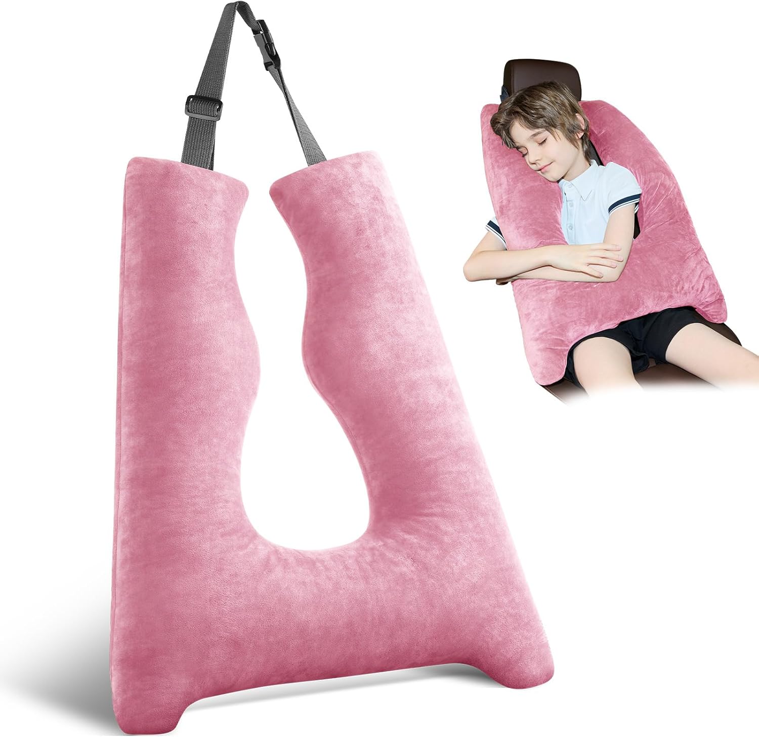Car Pillow for Kids Travel Pillow with Adjustable Strap, Kids Floor Pillows Cushions for Adults and Children to Support Head and Body…