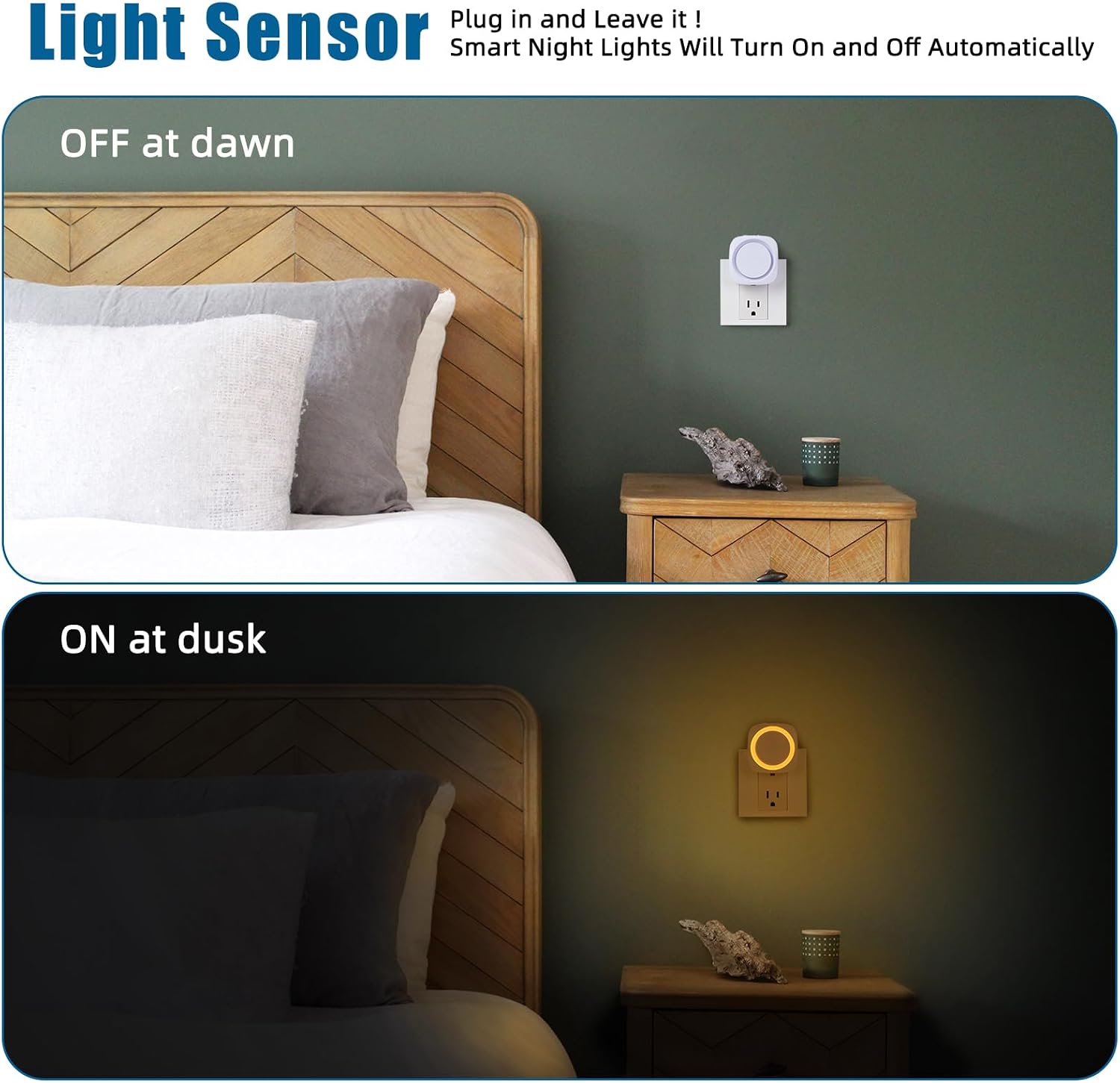 Amber Night Lights Plug into Wall, 4 Packs Dimmable Night Light with Dust to Dawn Sensor, Automatically Turn on and Off, Gentle Glow…